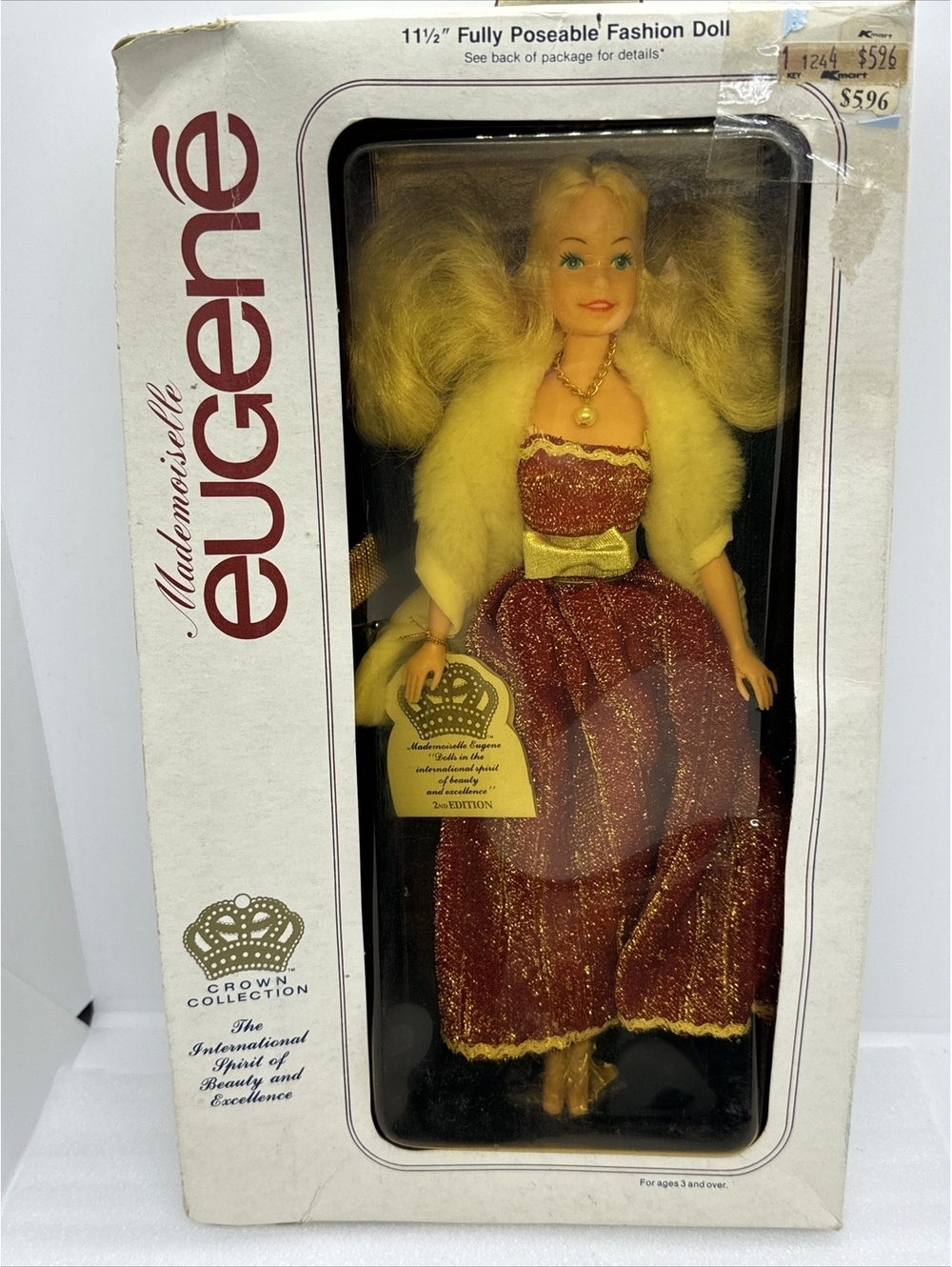 MWT 1982 Mademoiselle Eugene Michelle 2nd Ed Crown Doll Red Sparkles In Box